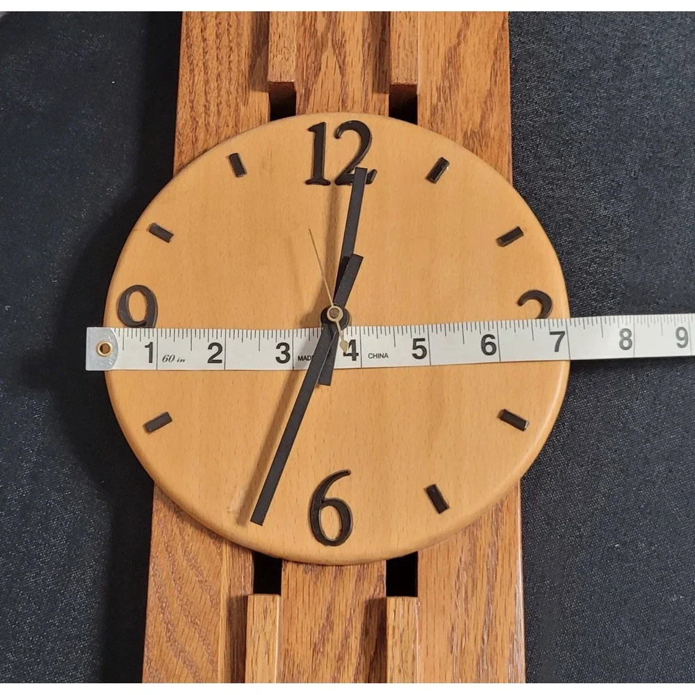 Wooden Wall Clock 26-inch Tall Wooden Wall Hanging Clock - Read As Is